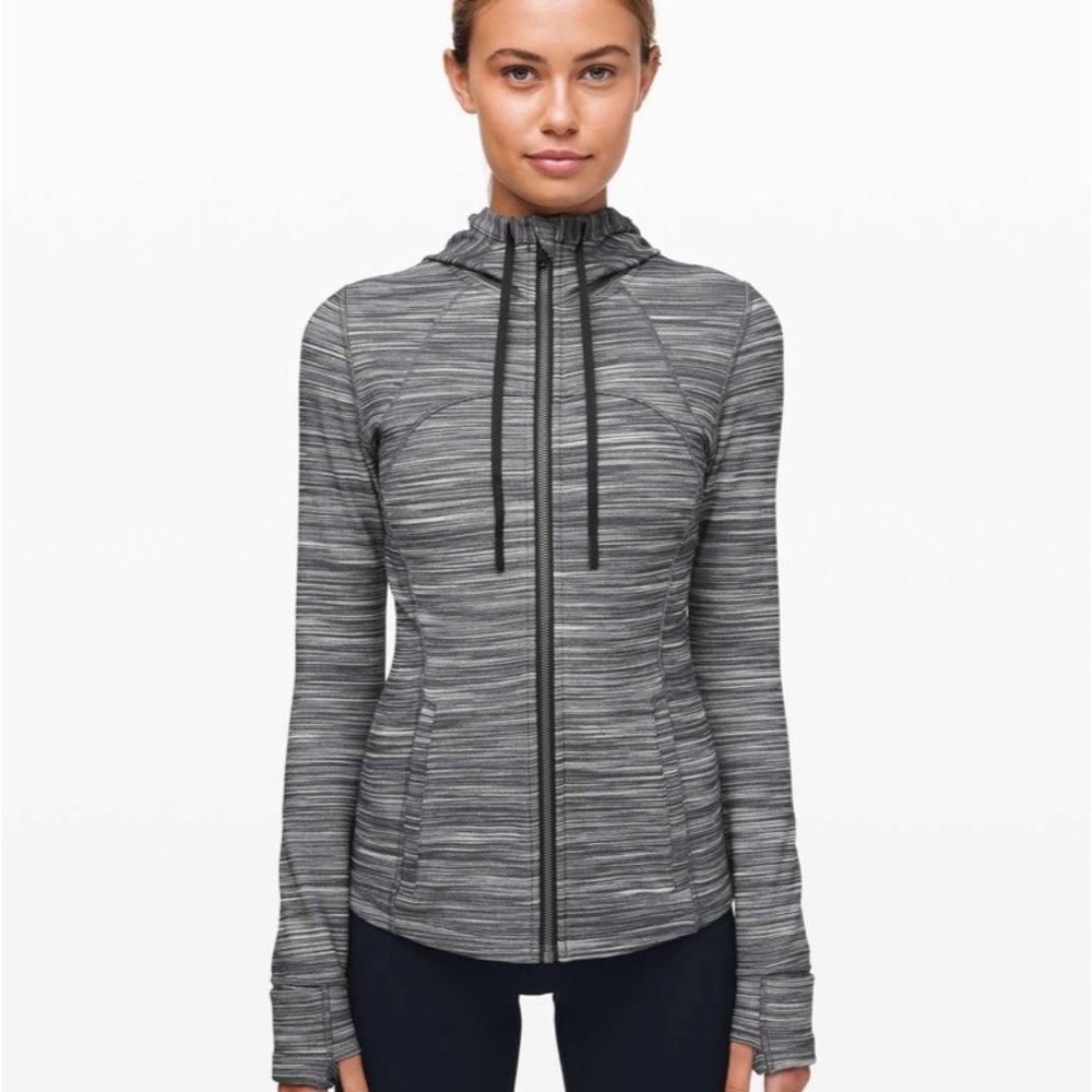 Lululemon Hooded Define Jacket *Nulu Heathered Black/White/Black Size 6